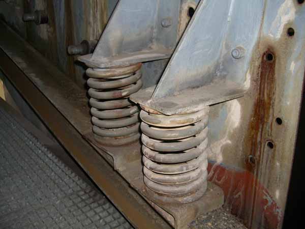 Remplacement de ressorts helicoïdaux par des Rosta sur un crible