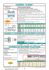 Chaînes "O-Ring" Page 15 : Chaînes "O.Ring"