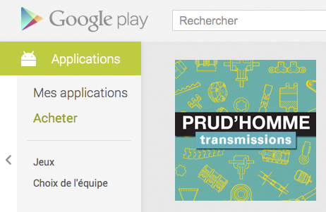 Le catalogue Prud'homme Transmissions sur Android Le catalogue Prud'homme Transmissions sur Android