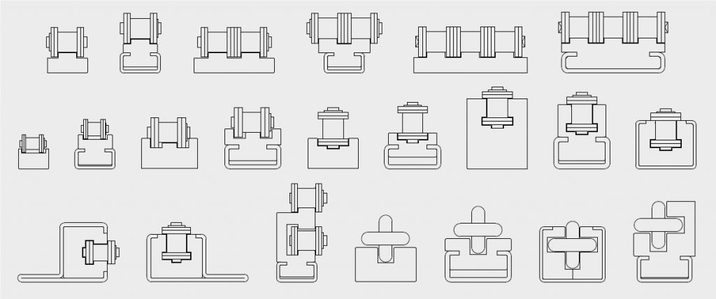Guides de chaînes, Guides courroies, Guides de glissement et tendeurs de chaînes ou de courroies large gamme de guides de chaînes